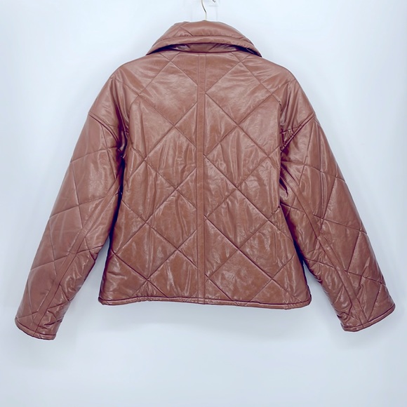 MOON RIVER Quilted Faux Leather Puffer Jacket - Picture 4 of 4